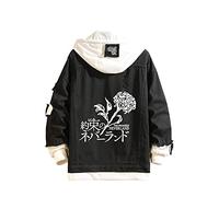 CSOCKS The Promised Neverland Denim Jacket Hoodie Manga Emma Norman Ray Hooded Jeans Jacket Anime Slim Denim Coat for Men Women Youth