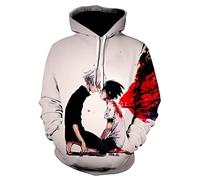 CSOCKS Tokyo Ghoul Hoodie Ken Kaneki 3D Printed Anime Long Sleeve Hooded Pullover Sweatshirt for Men Women