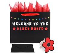Csoisoy Welcome to an Other Side Gift Bags Set, Invert Demon-Themed Dcorations Favor Bags with Greeting Card Envelope and Crepe Papers for Devil-Themed Halloween Birthday Party Decor