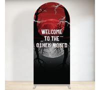 Csoisoy Welcome to an Other World Arch Backdrop, 180cm/70.86in Invert Theme Spooky Arch Backdrop Stand Cover for Photo Booth Props Cosplay Wedding Baby Shower Decorations