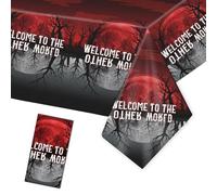 Csoisoy Welcome To The Other World Tablecloth, 137x274cm/54x108in Spooky Invert Demon Table Covers for Birthday Halloween & Invert Theme Party Room Wall Decor Supplies & Photo Props