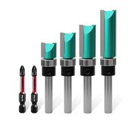 CSOOM 4pcs Pattern Flush Trim Router Bits 1/4 Shank,Cutting Diameter Carbide Bits for Woodworking, Cutting Length: 15/32", 3/4", 1", 1-1/2"
