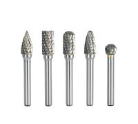 CSOOM 5 Pcs Carbide Burr Set 1/4 Shank with Clear Case, 8mm Head Die Grinder Drill Bits for Wood Carving, Metalworking, Polishing, Engraving and Drilling