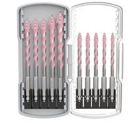 CSOOM Tile Drill Glass Drill Set - Pink - 10 Pieces Tile Drill Set for Porcelain, Ceramic, Tiles, Concrete, Brick Wall, Glass