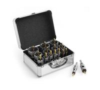 CSOOM Upgrade high-performance carbide hole saw, 12 pieces, TCT hole cutters, with 2 x extra titanium-coated pilot centre drills and 2 x L keys. Stainless steel and metal grille are the ideal choice.