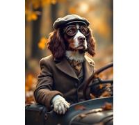 CSP Countryside Greetings Montagu the Springer Spaniel | Dog Greeting Card (A5) - Country Estate Edition Blank inside - any occasion