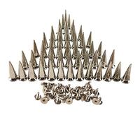 CSPRING 50PCS Silvery Cone Spikes Metallic Screw Back Studs DIY Craft Cool Rivets Punk 10 X 25mm by