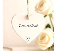 CSPRINTS Positive Affirmation Acrylic Heart - “I am Strong Motivational Gift, Self Love Present, Encouragement Keepsake for Friend, Inspirational Home or Desk Decor (P23 I am resilient)