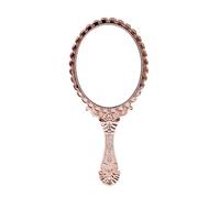 CSSHNL Handheld Mirror Handheld Mirroror Portable Vintage Lace Hand Hold Oval Round Mirror Noble Restore Ancient Ways(Rose Gold)