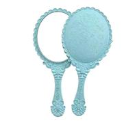 CSSHNL Handheld Mirror Handheld Mirroror Portable Vintage Lace Hand Hold Oval Round Mirror Noble Restore Ancient Ways(Blue)