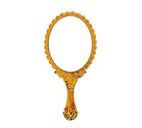 CSSHNL Handheld Mirror Handheld Mirroror Portable Vintage Lace Hand Hold Oval Round Mirror Noble Restore Ancient Ways(Gold)