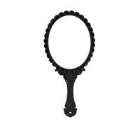 CSSHNL Handheld Mirror Handheld Mirroror Portable Vintage Lace Hand Hold Oval Round Mirror Noble Restore Ancient Ways(Black)