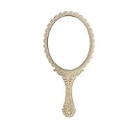 CSSHNL Handheld Mirror Handheld Mirroror Portable Vintage Lace Hand Hold Oval Round Mirror Noble Restore Ancient Ways(Beige)