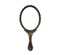 CSSHNL Handheld Mirror Handheld Mirroror Portable Vintage Lace Hand Hold Oval Round Mirror Noble Restore Ancient Ways(Bronze)