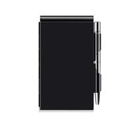 CSSHNL Leather Notebook Notebook Metal Memo Pads Pocket Notebooks Notepad With Pen Schedule Reading Page Markers Office(Black)