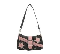CSSHNL Underarm Bag Shoulder Bags Retro Rivet Star Women's Underarm Bag Portable Female Chain Armpit Small Purse Handbags(Black)