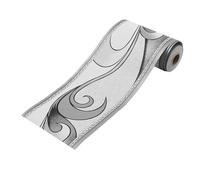 CSSHNL Wallpaper Border 3D Wallpaper Borders Modern Flowers PVC Self-Adhesive Waterproof Removable Wall Stickers Geometric Home Decor Art 3D Wall Border(Sliver)