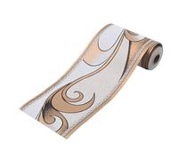 CSSHNL Wallpaper Border 3D Wallpaper Borders Modern Flowers PVC Self-Adhesive Waterproof Removable Wall Stickers Geometric Home Decor Art 3D Wall Border(Gold)