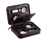 CSSHNL Watch Box Classic Black/Brown Color 2/4/8 Positions Embedded Portable Watch Storage Bag For Watch Protection Watch Box(Carbon Fiber 4 Slots)