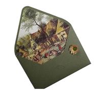 CSSHNL Wedding Invitations Avocado Green Series Vintage Envelopes Wedding Invitations Printing Lining Envelopes Invitation Stationary Paper Envelopes(Style7)