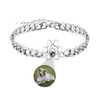 CSstone Custom Bracelets with Picture inside,Cuba Projection Bracelet with Photos, Picture Bracelet Personalized Photo, Dog Paw Memorial Birthday Christmas Gifts for Men Women Pet