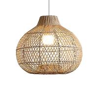 CSSYKV 1-Light Boho Rattan Pendant Light Fixture 15.7" Handmade Nordic Wicker Lamp Adjustable Bamboo Ceiling Lamp Hanging Lighting for Living Room, Dining Room, Bedroom, and Entryway Decor