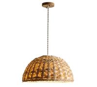 CSSYKV 15.7" Bamboo Rattan Chandelier Hanging Ceiling Light, Handmade Lampshade Natural Wicker Finish Hanging Pendant Lighting for Kitchen Island Dining Room E27 Height Adjustable