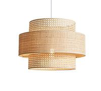 CSSYKV Bohemian Chic: Rattan Chandelier Hand-woven Lamp Body Fabric Lampshade Ceiling Pendant Light Fixtures Bamboo Lantern Handmade Nordic Wicker Lamp, For Kitchen Farmhouse Beige