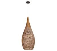 CSSYKV Boho Rattan E27 Hanging Light Fixture Creative Wood Ceiling Lamp Hanging Chandelier Handmade Lampshade Vintage Wicker Pendant Light for Dining Room, Kitchen Island, Living Room H55cm