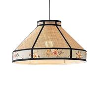 CSSYKV Boho Vintage Pendant Light, Elegant Pattern Wicker Light Fixture Rattan Woven Pendant Large Japanese Style B&B Room Linen Ceiling Hanging Light for Kitchen Dining Room Farmhouse Decor