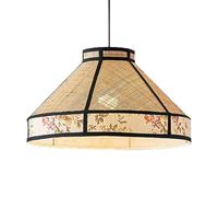 CSSYKV Boho Vintage Pendant Light, Elegant Pattern Wicker Light Fixture Rattan Woven Pendant Large Japanese Style B&B Room Linen Ceiling Hanging Light for Kitchen Dining Room Farmhouse Decor