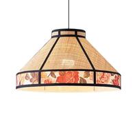 CSSYKV Boho Vintage Pendant Light, Elegant Pattern Wicker Light Fixture Rattan Woven Pendant Large Japanese Style B&B Room Linen Ceiling Hanging Light for Kitchen Dining Room Farmhouse Decor