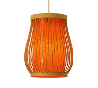 CSSYKV Chinese-Style Bamboo Pendant Light Bamboo Lampshade Antique Lantern One-Light Adjustable Handmade Woven Pendant Lighting Vintage Rattan Hanging Ceiling Light Fixture for Living Dining Room