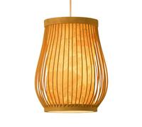 CSSYKV Chinese-Style Bamboo Pendant Light Bamboo Lampshade Antique Lantern One-Light Adjustable Handmade Woven Pendant Lighting Vintage Rattan Hanging Ceiling Light Fixture for Living Dining Room