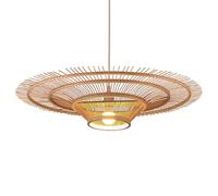 CSSYKV Extra Large Chandelier Bamboo Wicker Lamp Shade Weave 23.6 in Bamboo Rattan Basket Fixtures Hanging Dome Farmhouse Pendant Lights Beige for Living Room Kitchen Dining Room 1-Pack
