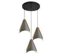 CSSYKV Gray Metal Chandeliers Industrial Adjustable Height Pendant Light Fixture, for Kitchen Island, Minimalist Style Ceiling Lamp Wood Hanging Lamp Mid-Century Dining Room Light