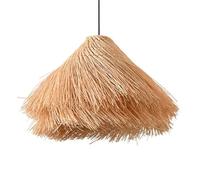 CSSYKV Modern Rattan Pendant Chandelier Farmhouse Natural Hanging Pendant Lighting Vintage Handmade Nordic Wicker Lamp for Kitchen Island and Dining Room Bamboo Lampshade (W15.7in)