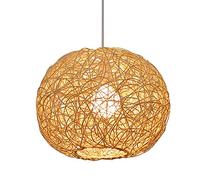 CSSYKV Modern Round Rattan Chandelier Ceiling Light Wicker Lampshade Lantern Natural Wicker Basket Ceiling Pendant Light Hollow Decorative Lighting For Kitchen Island, Dining Room, Living Room,