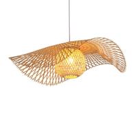 CSSYKV Natural Bamboo Pendant Light for Entryway Pendant Lamp Fixtures Modern Antique Geometry Lighting 1-Layer Weave Large Hanging Decor Lamp Shade for Kitchen Island Dining and Living Room