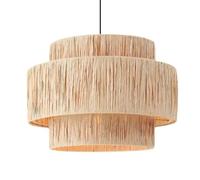 CSSYKV Tropical Southeast Asia Style Light Fixtures Boho Rattan Cage Shade Unique Intricate Weave Designs Lantern Unique/Artistic Hand Woven Pendant Chandelier for Kitchen Or Living Room - Beige