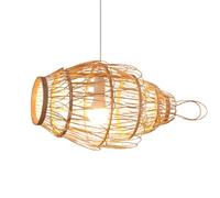 CSSYKV Unique Rattan Basket Lights for Dining Room Chandelier Hand-Woven Wicker Lamp Shade 23.6" Boho Style Natural Bamboo Light Fixtures Large Hand Woven Lighting for Kitchen Island, Living Room