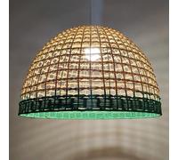 CSSYKV Wicker Rattan Light Fixtures 20.4" Weave Lantern Pendant Light Green Wicker Decor Boho Pendant Lamp Fixtures Adjustable Ceiling Chandelier for Dining Room Kitchen Island Living Rooms