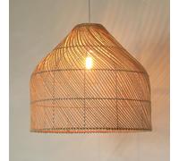 CSSYKV with Metal Frame Farmhouse Pendant Light, Rattan Basket Lamp Shade Large 23.6'' Modern Chandelier E26 Socket for Kitchen Ambient Lighting for Living Room Bedroom Dining Room Indoor Fixture
