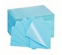 Cstisen Pack of 125 45 x 32.5 cm Dental Bibs Disposable 3 Ply Waterproof Piercing Tattoo Paper Tablecloths Clean Pad Patient Napkin Tissue Bibs for Dental Clinic, Tattoo Station and Salon (Blue)