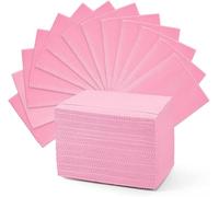 Cstisen Pack of 125 45 x 32.5 cm Dental Bibs Disposable 3 Ply Waterproof Piercing Tattoo Paper Tablecloths Clean Pad Patient Napkin Tissue Bibs for Dental Clinic, Tattoo Station and Salon(Pink)