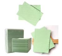 Cstisen Pack of 125 45 x 32.5 cm Dental Bibs Disposable 3 Ply Waterproof Piercing Tattoo Paper Tablecloths Clean Pad Patient Napkin Tissue Bibs for Dental Clinic, Tattoo Station and Salon (Green)