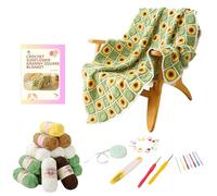 CSWCS Crochet Blanket Set for Beginners, Sunflower Grandma Square Crochet Blanket Set for Adults, Easy Knitting with Yarn Accessories, Book and Video Tutorials for Beginners (39" x 31")
