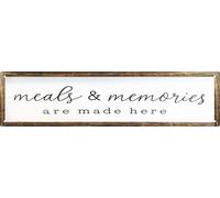 CSWLJS Farmhouse Kitchen Wall Decor Meals and Memories Are Made Here Sign Rustic Metal Kitchen Signs Dinning Room Wall Decor 4x16 In