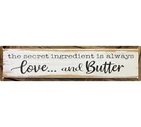 CSWLJS Metal Signs The Secret Ingredient Is Always Love and Butter Sign Funny Kitchen Sign Funny Farmhouse Wall Kitchen Decor Rustic Kitchen Wall Decoration 4x16 in