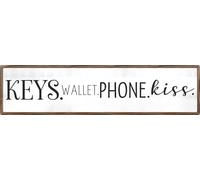 CSWLJS Rustic Metal Signs Key Wallet Phone Kiss Sign Home Wall Art Decor Farmhouse Style Modern Wall Hanging Multi-Purpose Entryway Plaque for Living Room Bedroom Desktop Decor 4x16 in